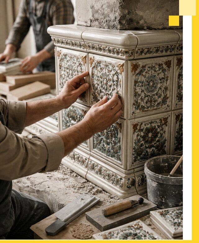 Изразцовые камины под ключ в Смоленске: проект и монтаж