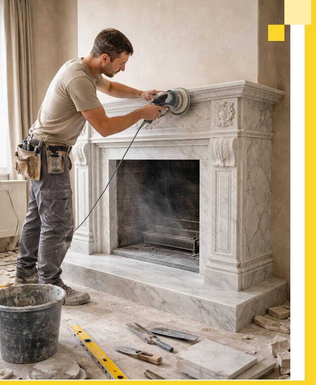 Изготовление и установка мраморных каминов в Смоленске под ключ