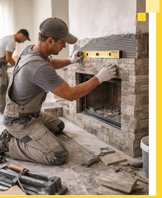 Облицовка каминов в Смоленске, монтаж и отделка натуральным камнем