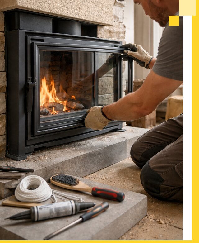 Производство, монтаж и доставка каминов со стеклом в Смоленске