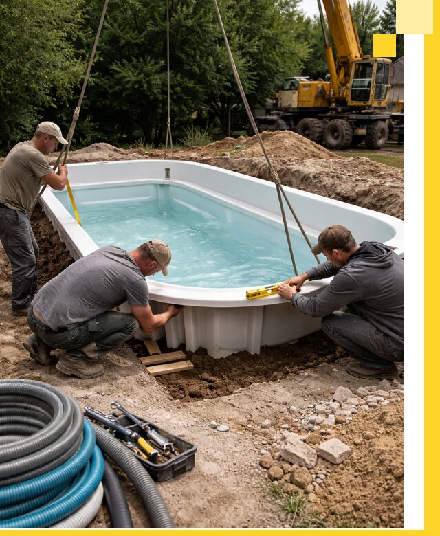 Установка и монтаж композитных бассейнов под ключ в Смоленске