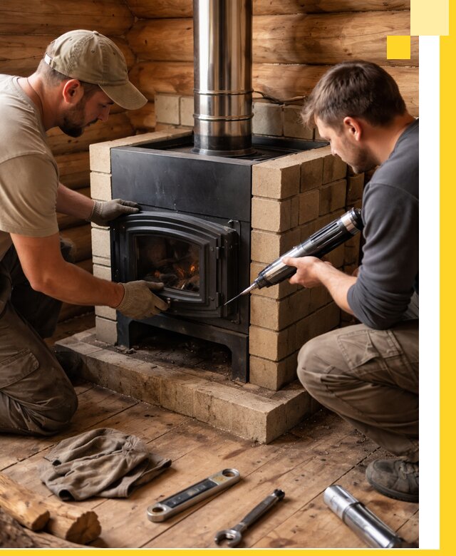 Монтаж и установка печи в бане под ключ с гарантией в Смоленске