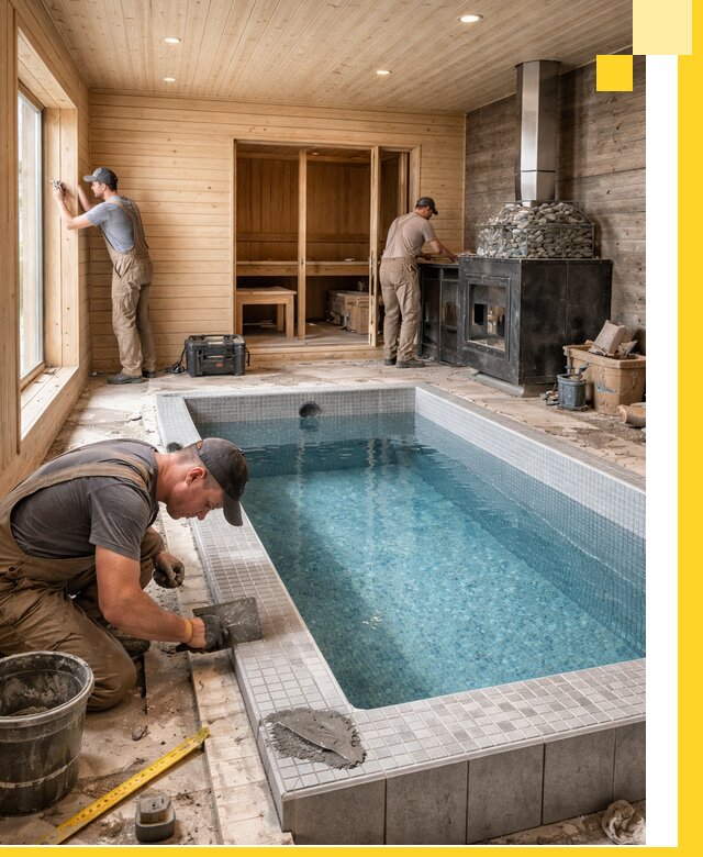 Проект бани с бассейном и сауной в Смоленске под ключ