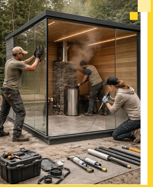 Проектирование и строительство стеклянных бань в Смоленске