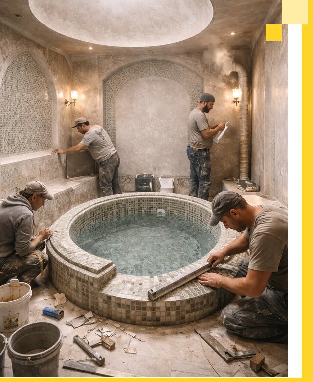 Профессиональное строительство хамама с бассейном в Смоленске под ключ