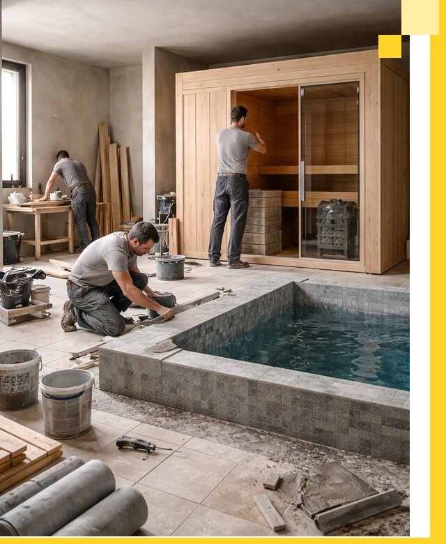 SPA зоны под ключ с бассейном сауной и печью в Смоленске